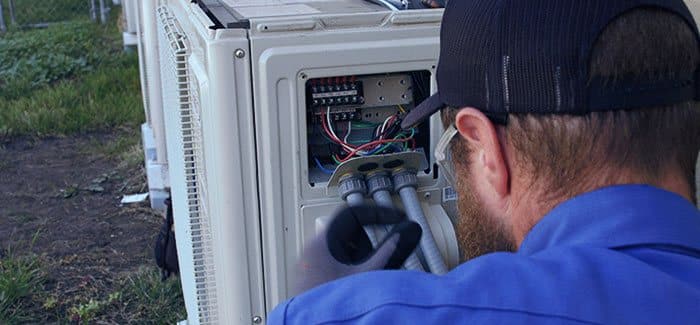 A heating contractor at a client's house in Yakima, WA
