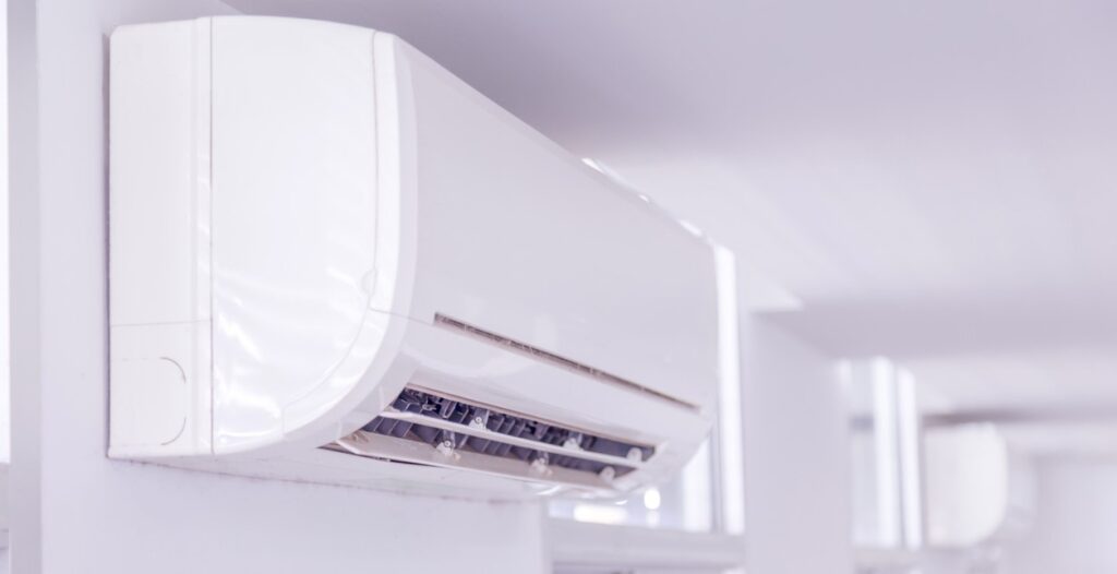Ductless mini-split mounted to a wall