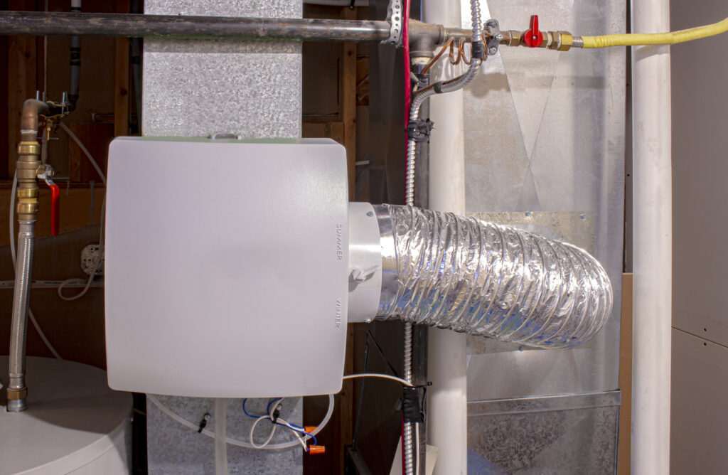 A home humidifier installed with the HVAC system