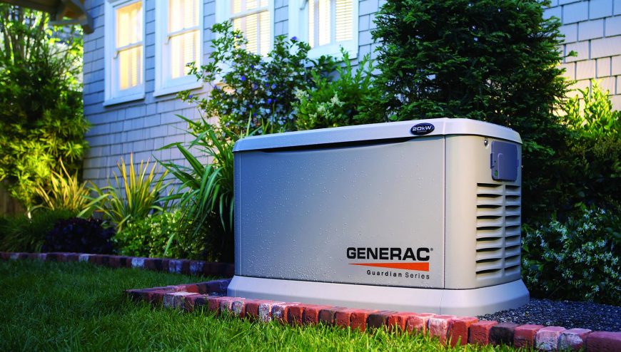 Generac home generator installed outside of a house